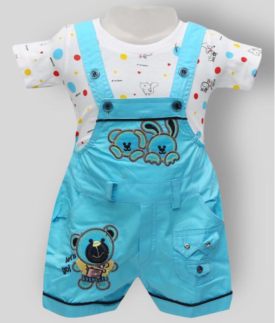 Zadmus - Blue 100% Cotton Dungarees For Baby Boy ( ) - 0-6 Months