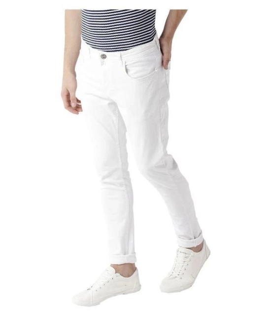 HALOGEN - White Cotton Blend Skinny Fit Mens Jeans ( Pack of 1 ) - None