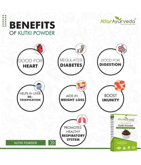 Attar Ayurveda Kutki Herb Powder 100 gm - For Liver support, Detox, Blood sugar management