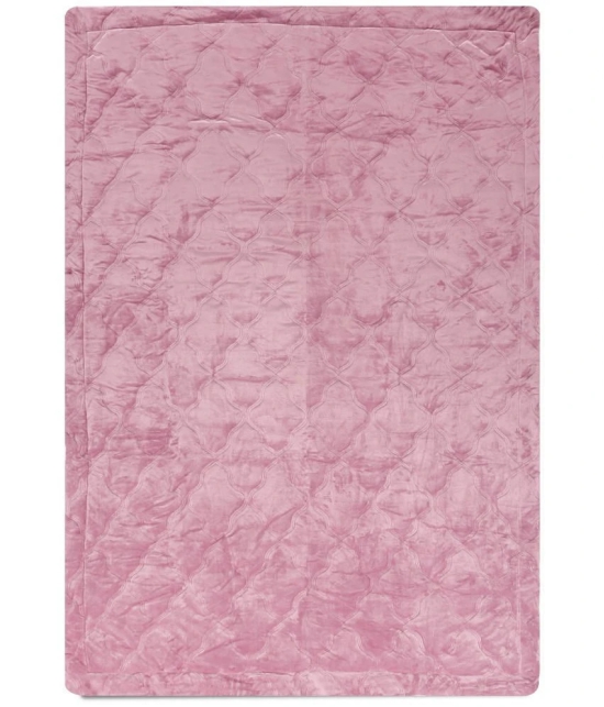 HOMETALES Sherpa Solid Single Reversible Quilt ( 150 x 210 ) Pack of 1 - Pink & White