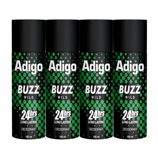 Adigo Buzz Wild 24hrs Long Lasting Deodorant 165ml(Pack Of 4)