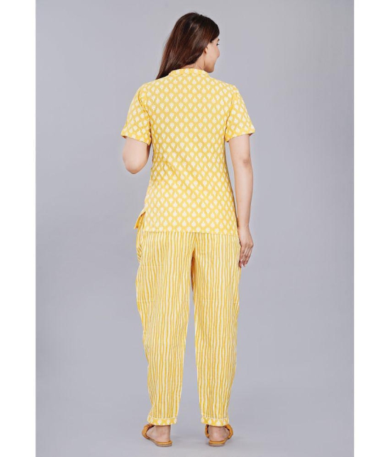 JC4U - Yellow Cotton Blend Womens Nightwear Nightsuit Sets ( Pack of 1 ) - None