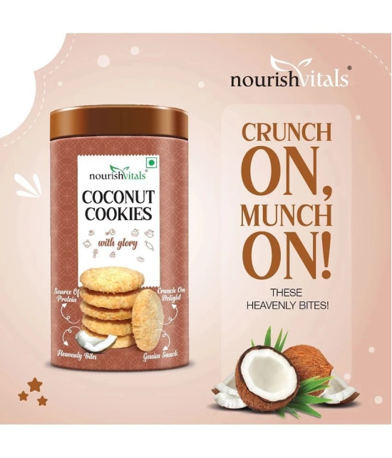 NourishVitals Cocount Cookies, Heavenly Bites, Source of Protein, Crunchy Delights, Genius Snack, 120g x Pack Of 2