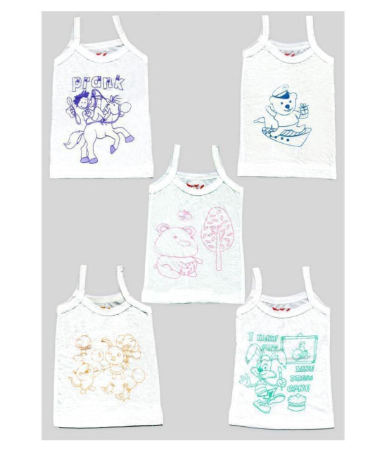 HAP Kids White Cotton Camisole /Spaghetti / Slip /Inner /Multi Pack/Pack of five / 5 - None