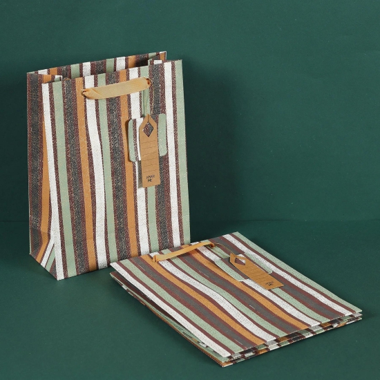 Brown Stripes Medium Bag-3 Pieces