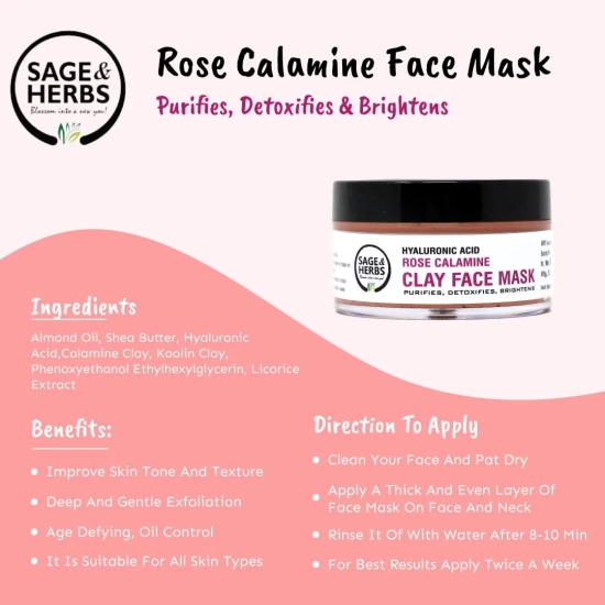 Rose Calamine Clay Face Mask-50 g