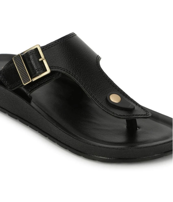 UrbanMark Men Comfortable Cushioned with Side Buckle Strap Thong Flip-Flop - None