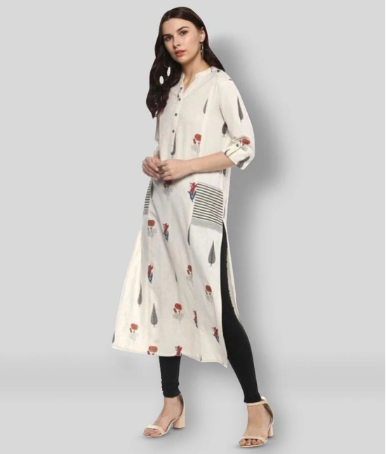 Divena - Off White Silk Blend Womens Straight Kurti - 5XL