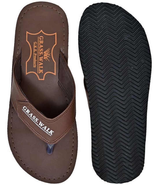 GRASS WALK - Brown Mens Thong Flip Flop - None