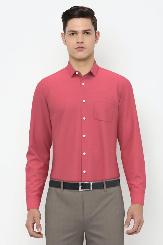 Men Red Regular Fit Formal Full Sleeves Formal Shirt