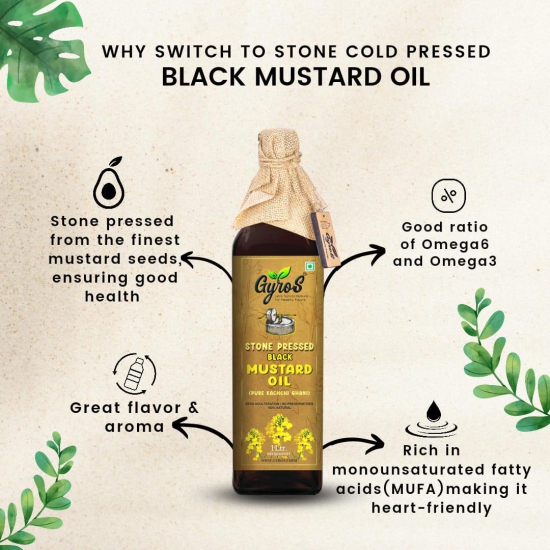 Stone Cold Pressed Black Mustards and Sesame oil | 1L + 1L | Zero Adulteration| UnFiltered | Glass Bottles-1 Liter + 1 Liter