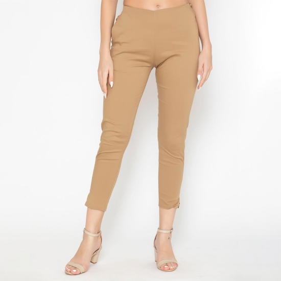 Women's Cotton Formal Trousers - Mocha Mocha 3XL