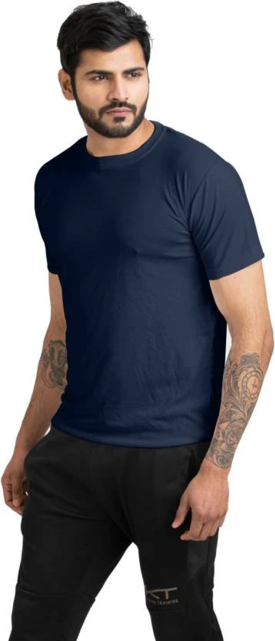 ANTI BACTERIAL T SHIRT, YTS9011 Men Sporty Round Neck Polyester Black T-Shirt