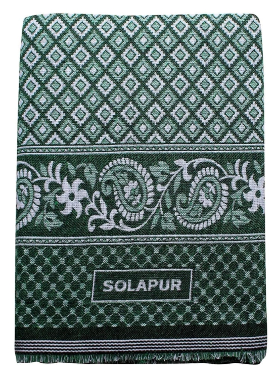 Mandhania Mayur Solapur Chaddar 100% Cotton Dailyuse Single Bed Blanket Pack of 2 Brown & Green