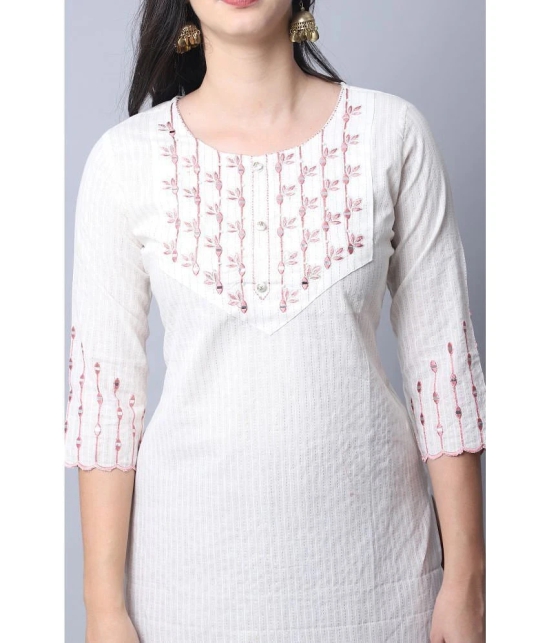 Rajnandini - White 100% Cotton Womens Straight Kurti ( Pack of 1 ) - None