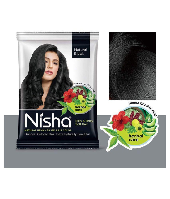 Nisha Quick 60gm Comes with Natural Based Permanent Hair Color Henna Powder Black each sachet 10 g