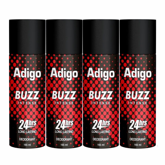 Adigo Buzz Deodorant - Intense 165ml(Pack Of 4)