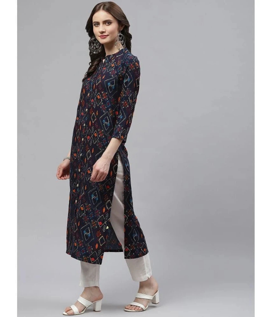 KIPEK - Navy Blue Viscose Womens Front Slit Kurti ( Pack of 1 ) - None