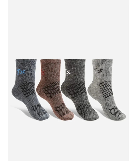 Texlon Woollen Mens Printed Multicolor Ankle Length Socks ( Pack of 4 ) - Multicolor