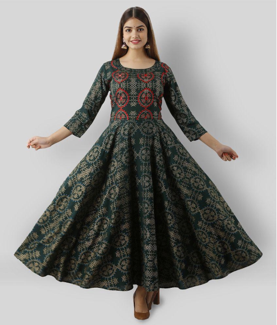 Lee Moda - Green Rayon Women''s Anarkali Kurti ( Pack of 1 ) - XL