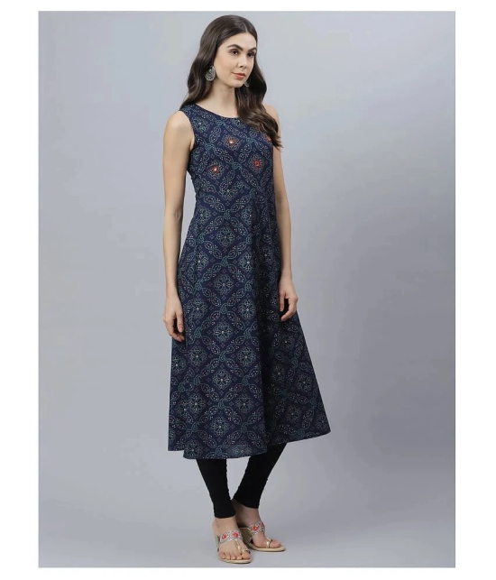 Stylum - Navy Rayon Womens Flared Kurti - M