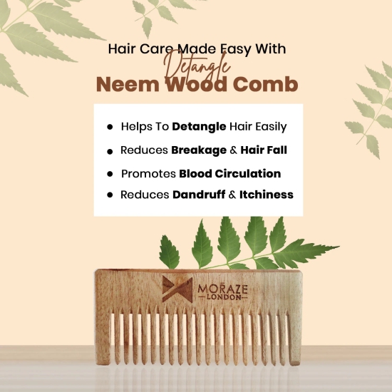 Pure Neem Wood Comb, Brown