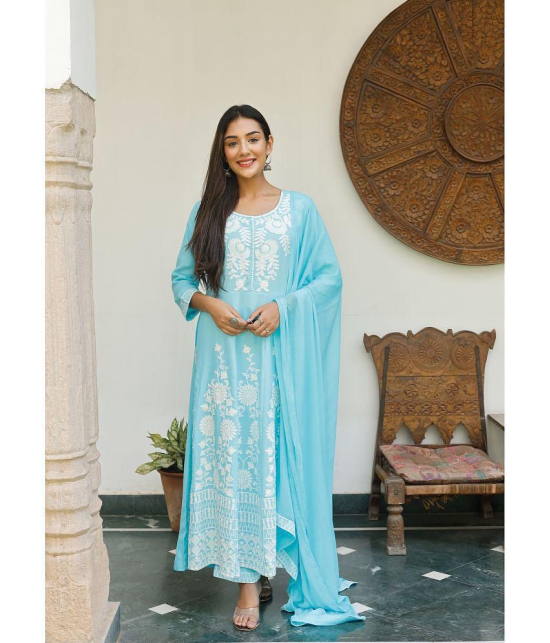 AMIRA'S INDIAN ETHNICWEAR - Blue Rayon Women's Stitched Salwar Suit ( ) - 3XL