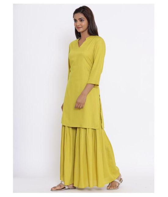 miravan Rayon Kurti With Sharara And Gharara - Stitched Suit - M