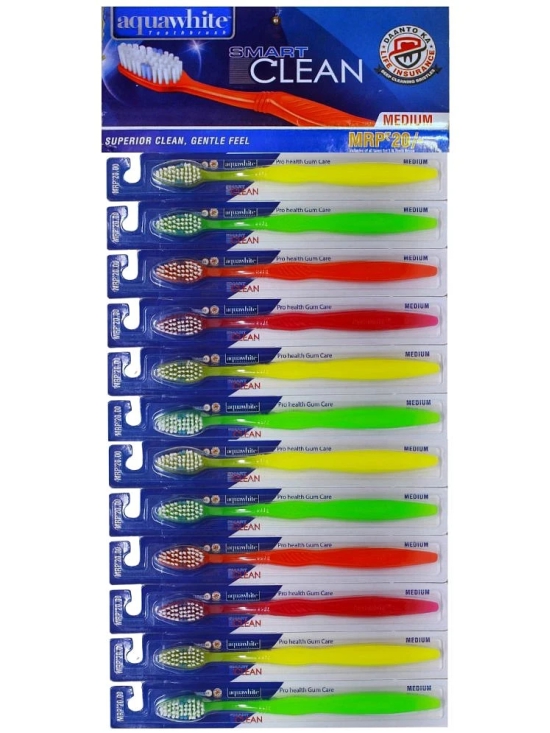 aquawhite Smart Clean Bristles Pack of 12 Toothbrush