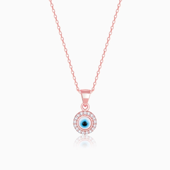 Rose Gold Studded Evil Eye Pendant