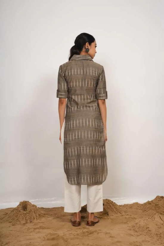 Grey Ikat Kurta-L