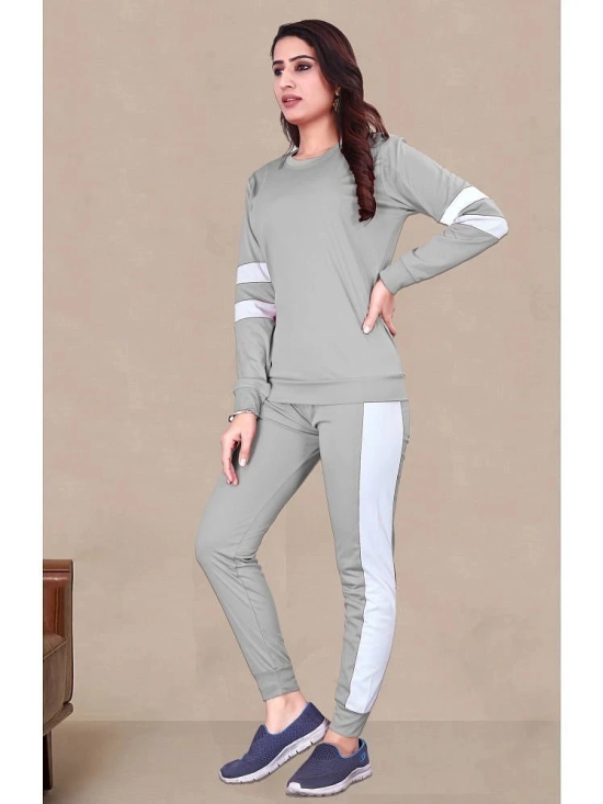 DTR FASHION Grey Cotton Blend Colorblock Tracksuit - Pack of 1 - None