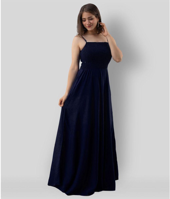 Frionkandy - Navy Rayon Womens Gown ( Pack of 1 ) - None