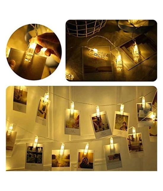 YUTIRITI  20 LED Photo Clip String Home Lights for Hanging Photos Cards Memos Home Office Bedroom Decoration (Warm)