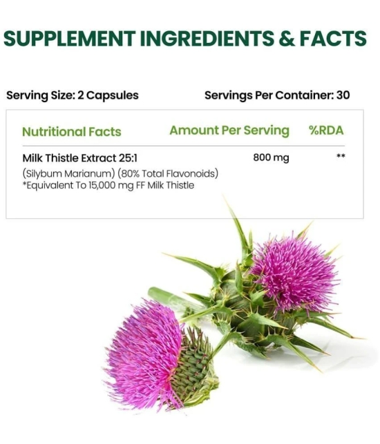 Himalayan Organics Milk Thistle Extract Detox Supplement With 800Mg Of Silybum Marianum 60 Veg Caps