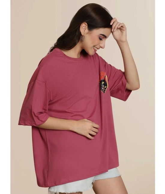 Fabflee Pink Cotton Loose Fit Womens T-Shirt ( Pack of 1 ) - None