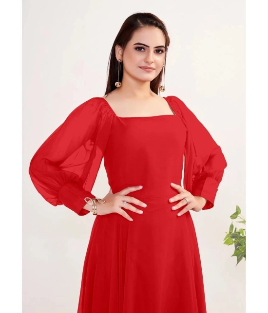 JASH CREATION - Red Georgette Womens Gown ( Pack of 1 ) - None