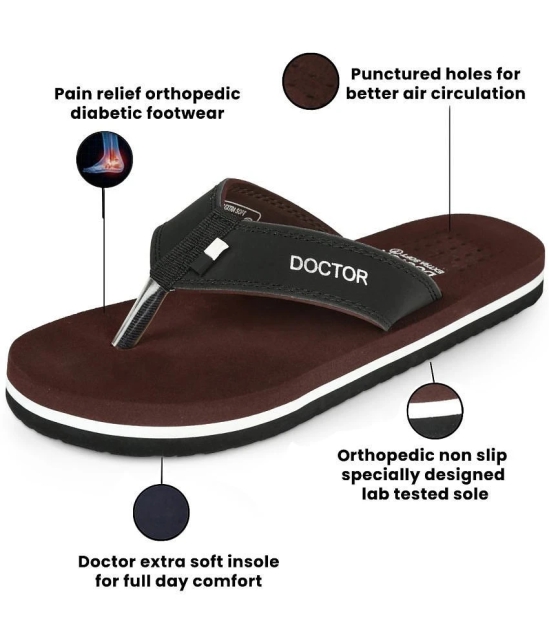 DOCTOR EXTRA SOFT - Brown Mens Thong Flip Flop - None