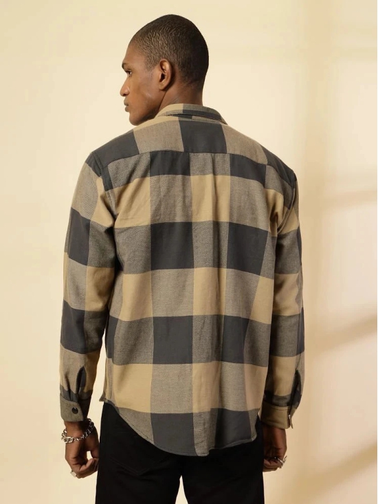 Rigo Flannel Oversized Fit Checks Full Sleeves Mens Casual Shirt - Beige ( Pack of 1 ) - None