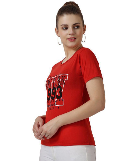 Affair - Red Cotton Blend Regular Women's T-Shirt ( Pack of 1 ) - None