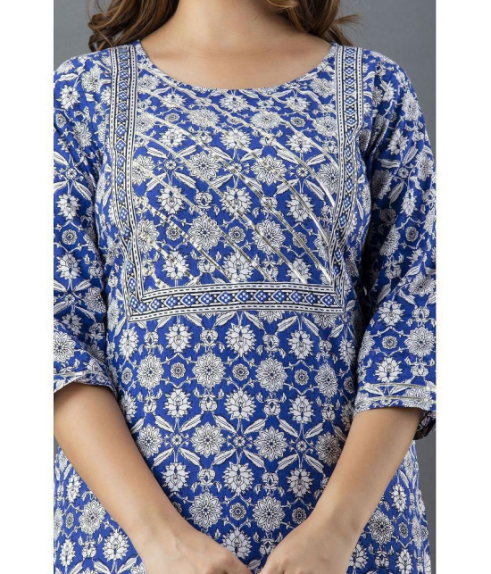 Lee Moda - Blue Cotton Women's Straight Kurti ( Pack of 1 ) - None