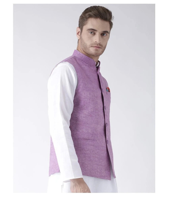 Hangup Purple Linen Nehru Jacket - None