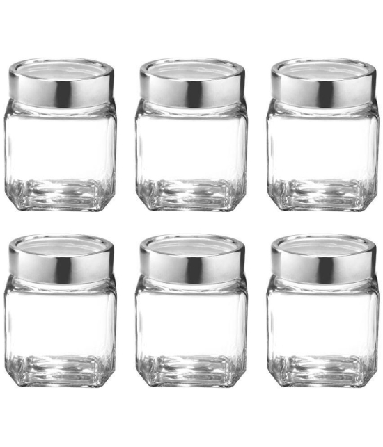Treo By Milton Cube Storage Glass Jar, Set of 6, 180 ml Each, Transparent - Transparent