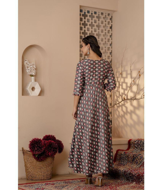 Kapadia Rayon Printed Anarkali Women's Kurti - Grey ( Pack of 1 ) - None