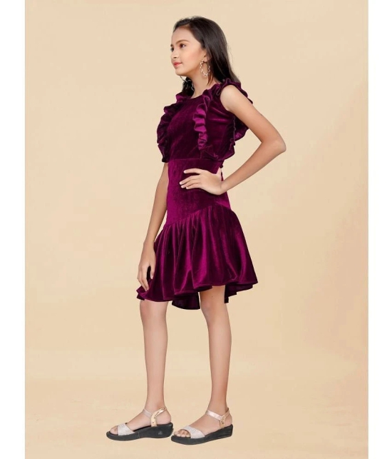 JULEE - Wine Velvet Girls Shift Dress ( Pack of 1 ) - None