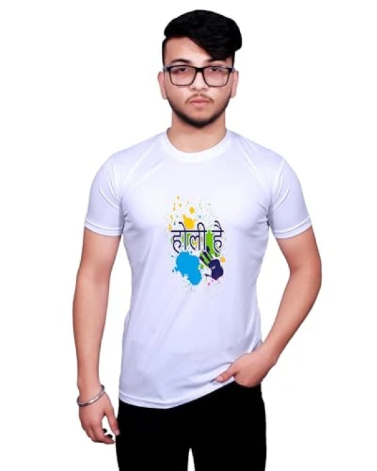 NITYANAND CREATIONS Round Neck White Holi T-Shirt for MEN-HOLI-T-SHIRT-11533-XL