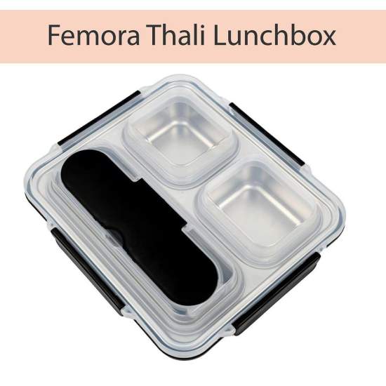 Femora High Stainless Steel, 3 Compartment Container Lunch Box for Office-College-School - (3 Pots)?