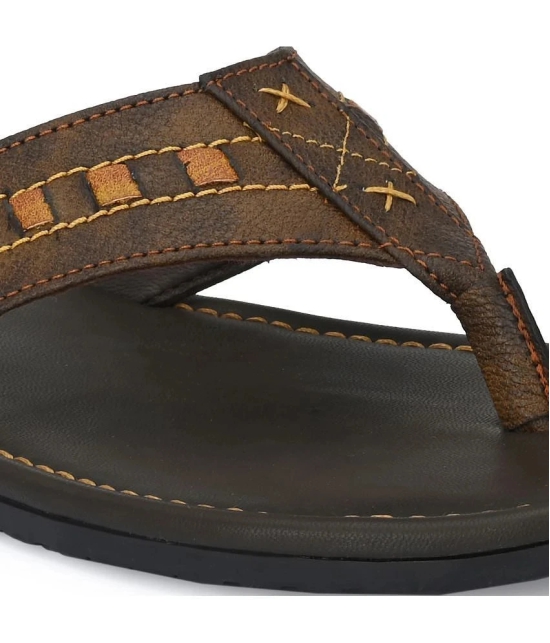 Leeport - Brown Mens Thong Flip Flop - None