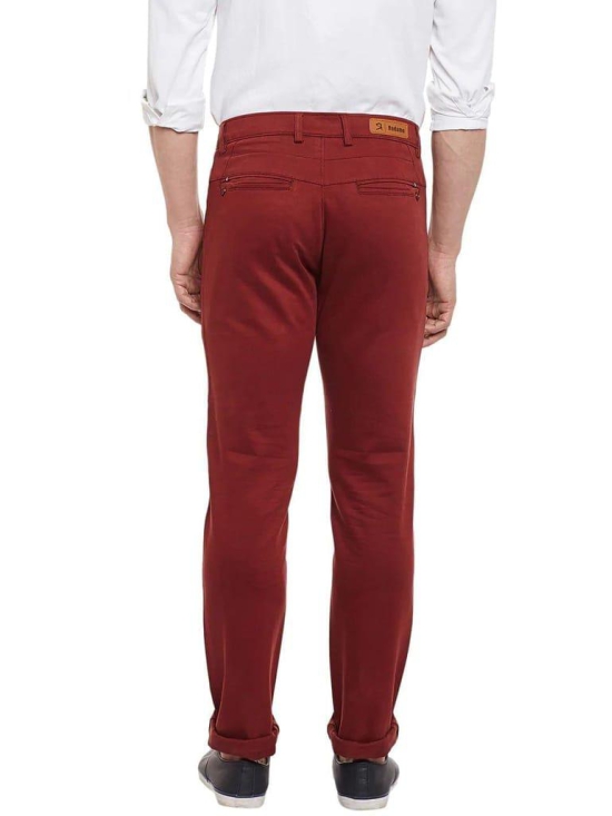 Rodamo  Men Maroon Slim Fit Trousers