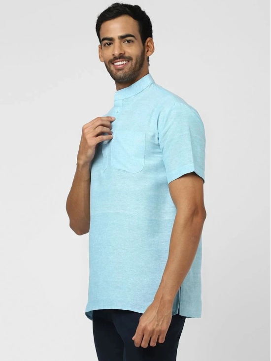 DESHBANDHU DBK - Sky Blue Cotton Mens Shirt Style Kurta ( Pack of 1 ) - None